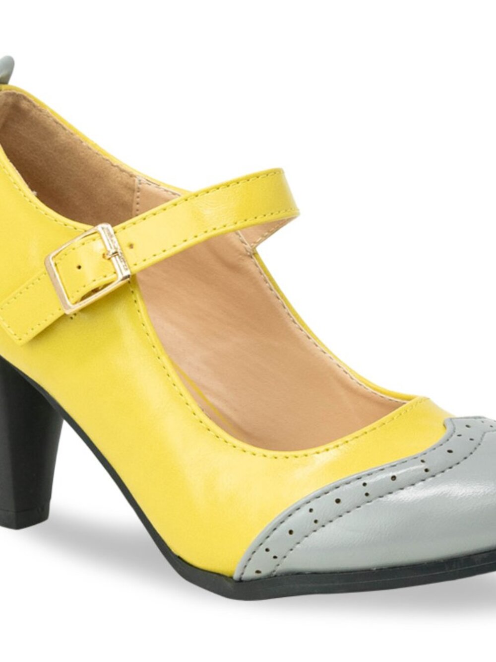 Chase & Chloe Dora-2 Women's Round Toe Two Tone Mary Jane Pumps